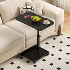 1 Set c-Shaped Side Table, Height Adjustable Overbed Bedside Table with Wheels, Multi-Purpose Sofa Table & Laptop Desk for Small Spaces