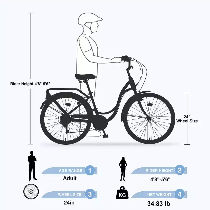 Zeus & Ruta 24-Inch Ladies Bicycle with 7-Speed and Steel Frame