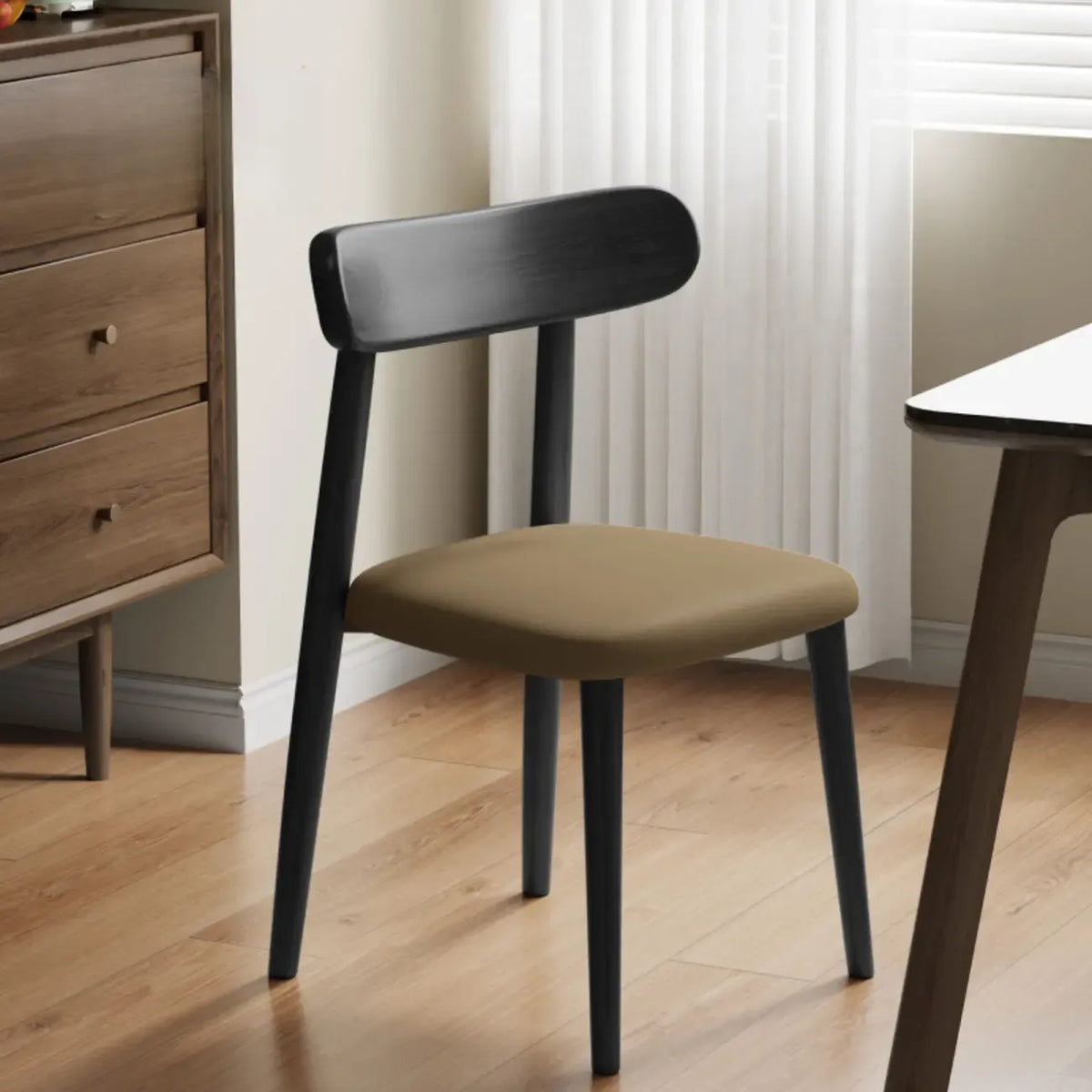 Modern Armless Leather Dining Chair with Low Back