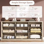 9 Drawer Dresser for Bedroom, Wide Modern Wooden Chest of Drawers with Large Storage, Wood Dresser Organizer for Living Room, Hallway, Entryway