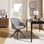 Modern Home Office Swivel Arm Accent Chair with Wood Legs