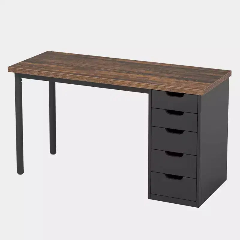 Lantine Computer Desk with 5 Drawers, 47 inches Modern Simple Home Office Desk Study Writing Table for Small Spaces