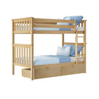 Solid Wood Twin over Twin Bunk Bed for Kids with Underbed Storage Drawers