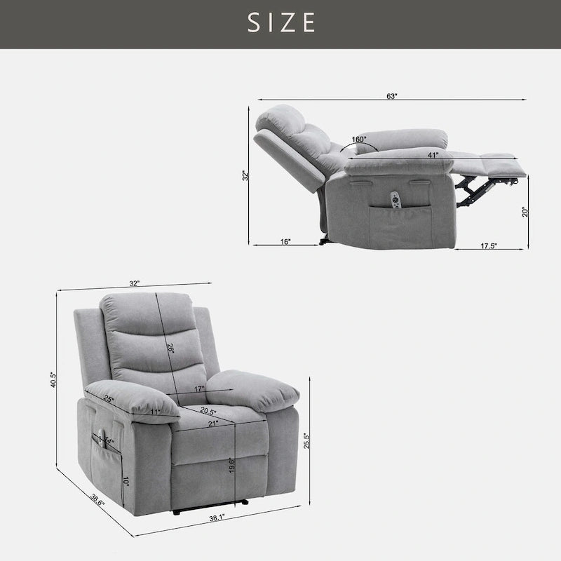 Power Recliner Chair With Adjustable Massage Function