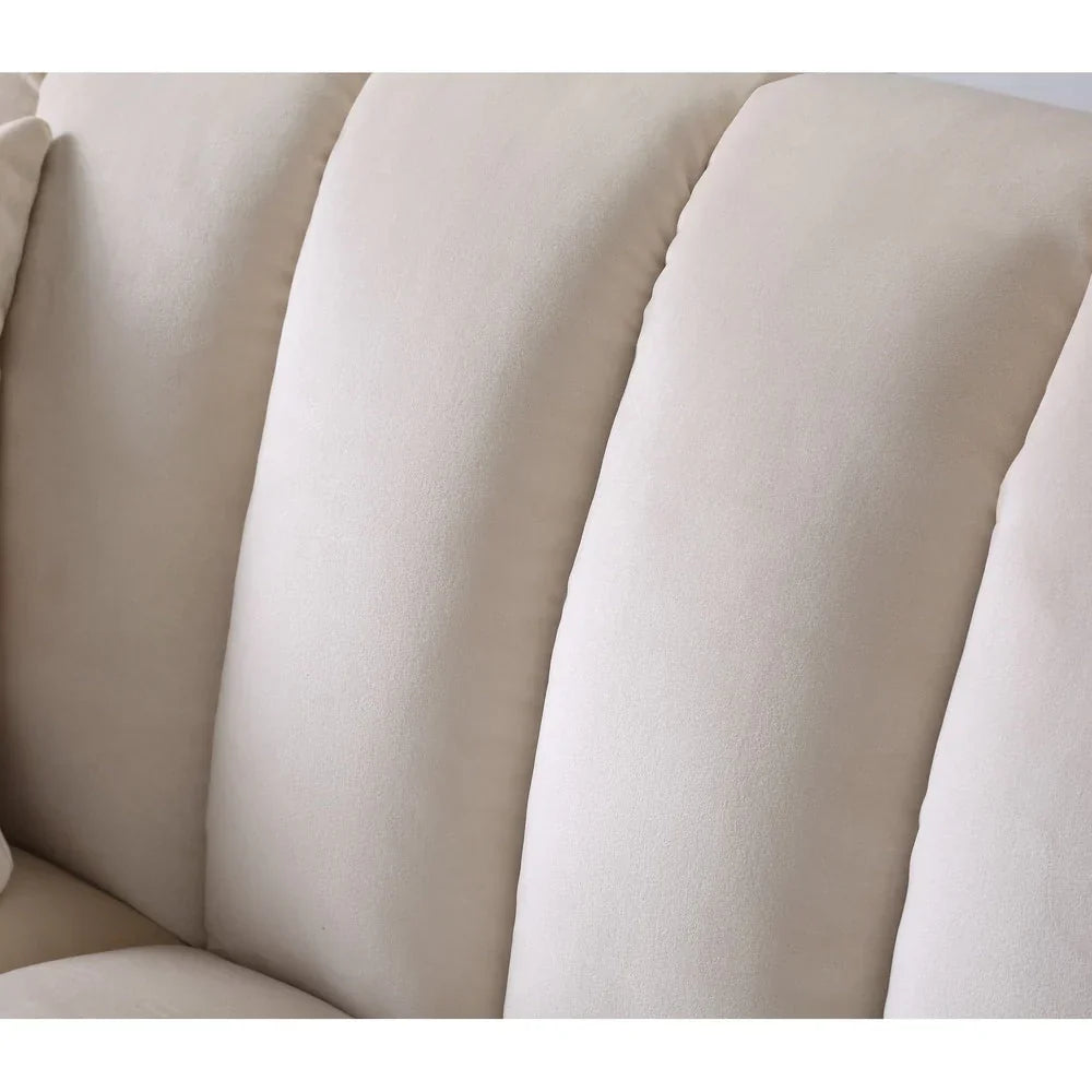 Fabric Upholstered Channel Back Living Room Convertible Sofabed