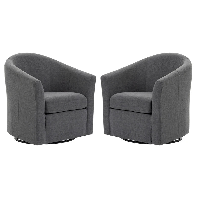 Set of 2 Modern Upholstered Swivel Barrel Chair Living Room Accent Chair