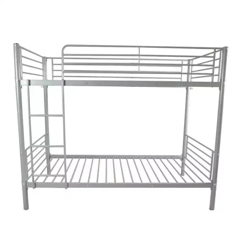 Karl Home Twin Over Twin Steel Bunk Bed Frame Ladder Bedroom Dorm Room for Kids Adult Children