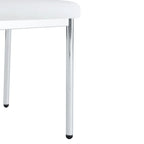Luxury Simple Chair Set of 6 PU High Resilience Dining Chair with Metal Silver Leg Kitchen Armless Side Chair