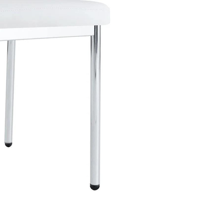 Luxury Simple Chair Set of 6 PU High Resilience Dining Chair with Metal Silver Leg Kitchen Armless Side Chair