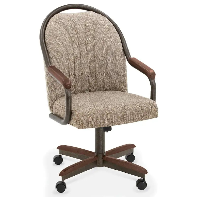 Chromcraft Douglas Caster Dining Chairs in Chestnut, Gray Finish (Set of 2)