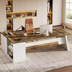 Lantine Modern 78 L-Shaped Executive Desk with Drawers and Lateral File Cabinet