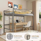 Loft Bed Twin Size with Removable Ladder & Full Safety Guardrail, Twin Loft Bed Heavy-Duty Metal Frame 400 Lbs Weight Capacity, Space Saving