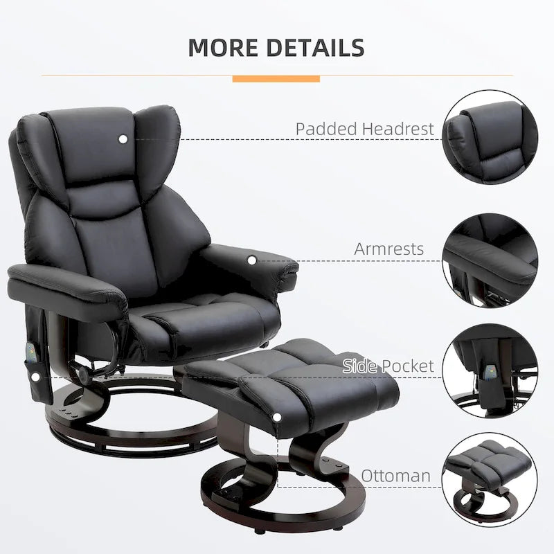 HOMCOM Massage Recliner Chair with Ottoman Footrest