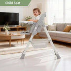 Foldable High Chair for Babies&Toddlers,PU Leather Highchair with Adjustable Backrest,Seat Height,Removable Tray,5-Point Safety Harness&Locking Wheels