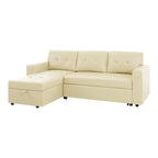 Convertible Reversible Sectional Sofa with Pull-Out Sleeper Bed, Hidden Storage Chaise, and Durable Legs