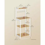 VASAGLE Kitchen Bakers Rack with Power Outlet, Coffee Bar 4-Tier with 8 S Hooks, Microwave Stand, Adjustable Shelf