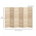 6 Panel Folding Room Divider Privacy Screen Indoor Home Decoration