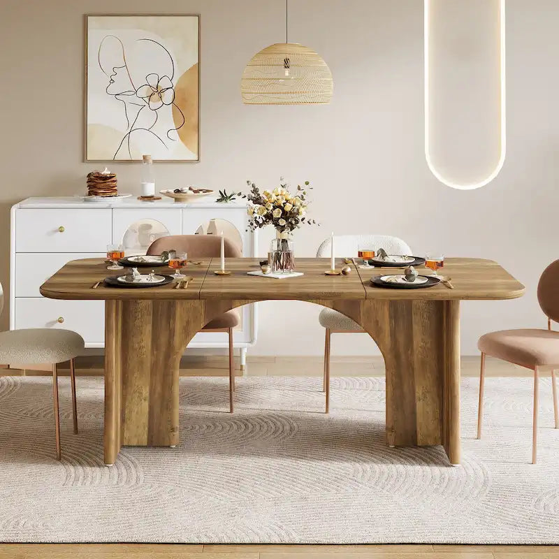 63-in Large Dining Table for 4-6 People, Modern Rectangle Kitchen Table