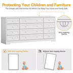 12 Drawers Dresser for Bedroom Wooden, Modern Wide TV Stand Dressers for 65 Inch TV, Wood Chest of Drawers, Farmhouse Clothes Storage for Living Room