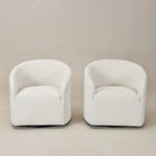 KINWELL 32 W Boucle Upholstered Swivel Barrel Armchair (Set of 2)