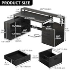 65 L-Shaped Corner Desk with RGB LED, Monitor Stand & Storage Cabinet â€?1-Person | White / Oak / Charcoal Grey / Black