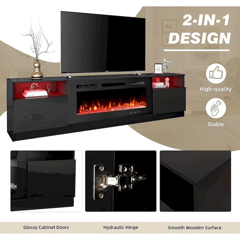 36 Electric Fireplace TV Stand, Entertainment Center & TV Console for TVs up to 80, Modern Fireplace Heater for Living Room