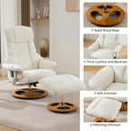 Chenille 360 Swivel Massage Recliner Chair with Ottoman, Massage and Heated Seat