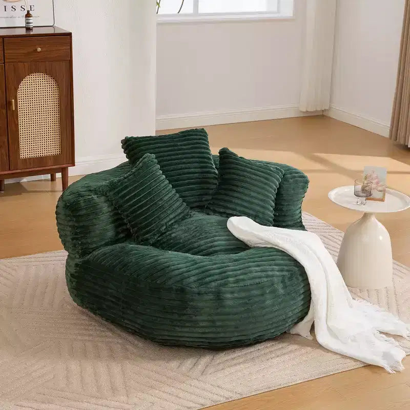 Bean Bag Sofa for Adults Kids, Oversized Corduroy Bean Bag Chair with 3 Pillows & Armrest for Living Room Bedroom