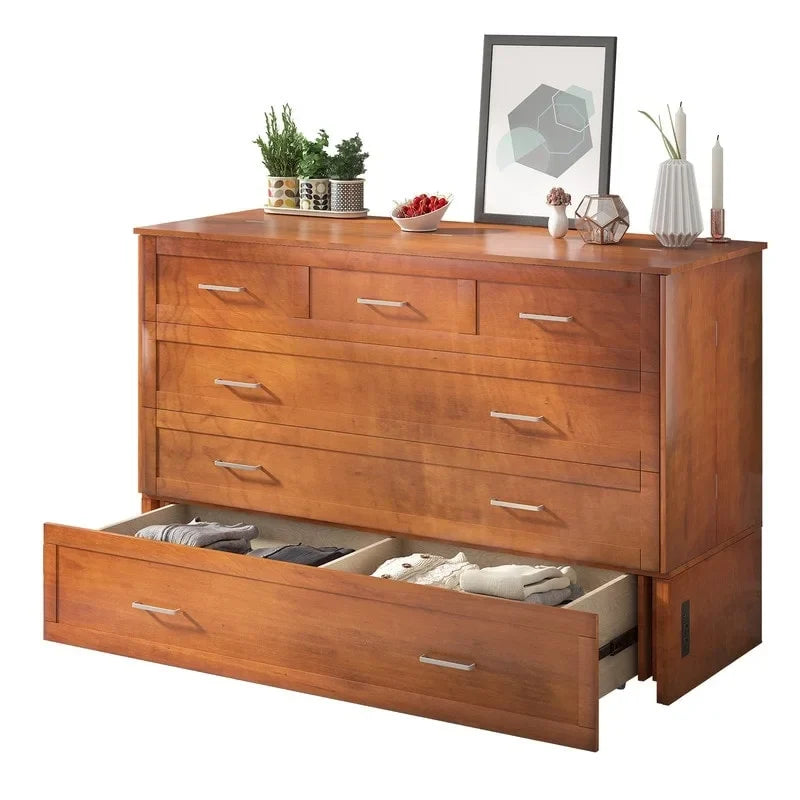 Mixoy Murphy Bed Cabinet Bed Chest with Mattress & Drawer