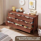 Fluted 9-Drawer Dresser, 60.6 Wide Wood Chest of Drawers with Deep Storage, for Bedroom, Living Room, or Hallway Use