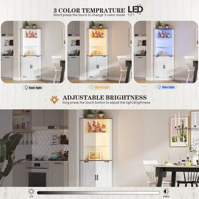 66 Tall Corner Cabinet With Led Light