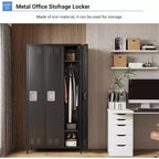 Garvee Steel Storage Locker Cabinet, 72 Heavy-Duty Metal Locker for School, Gym & Office, Black