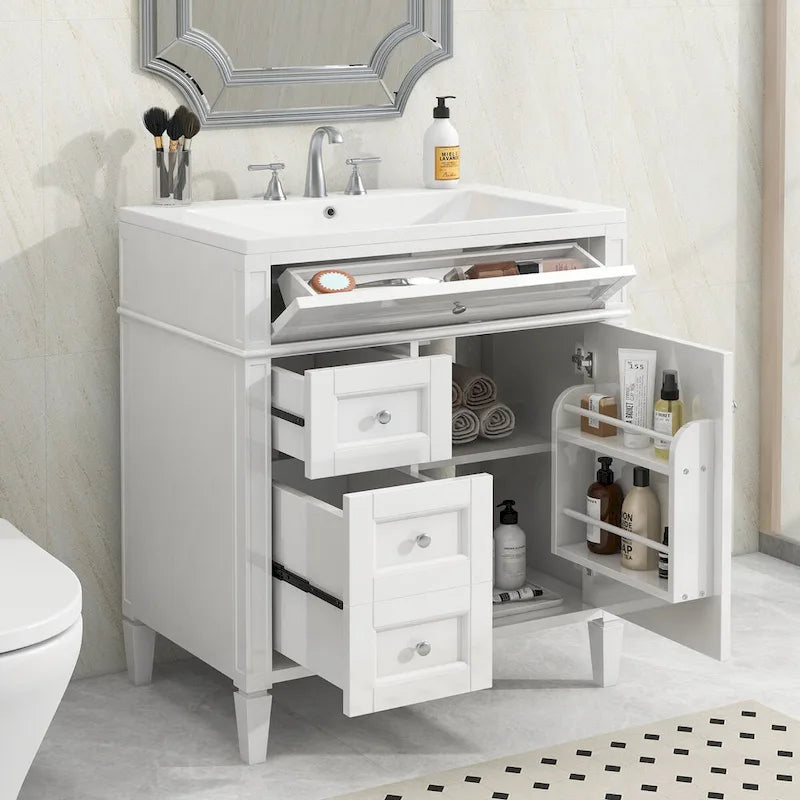 Bathroom Vanity with Top Sink and a Tip-out Drawer