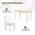 Costway 5-Piece Dining Set Solid Wood Kitchen Furniture with Rectangular Table & 4 Chairs Natural/Coffee/Grey