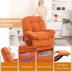 XINMICS Swivel Power Recliner Chair, Massage Rocker Recliners with Heated ,USB, USB-C and Side Pocket