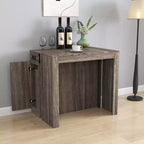 CLIHOME Modern Multifunctional Extendable Dining Table with Outlet, Space Saving Expanding Table with Storage
