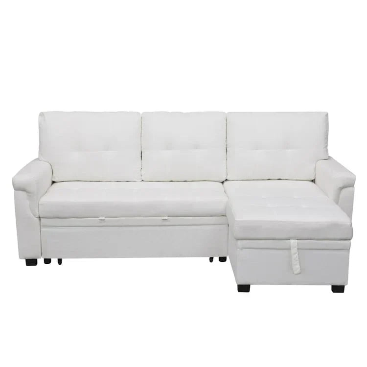 Convertible Reversible Sectional Sofa with Pull-Out Sleeper Bed, Hidden Storage Chaise, and Durable Legs