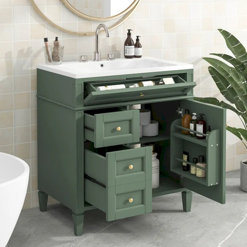 Bathroom Vanity with Top Sink and a Tip-out Drawer