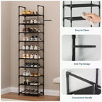 10-Tier Sturdy Metal Shoe Rack with Removable Fabric Shelves, Tall Space-Saving Corner Organizer for Closet, Entrance, Living Room