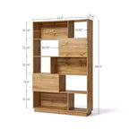 LuxenHome 68 Tall Bookcase with 8-Shelf and 2-Cabinet, 5-Tier Cube Unit Bookcase with Doors, Display Bookshelf with Storage for Living Room Brown