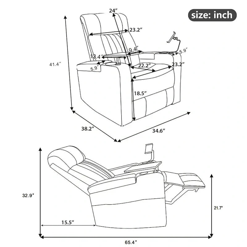 Multifunctional 270 Swivel Home Theater Power Recliner