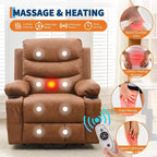 Lift Recliner Chair with Massage & Heat, Oversized Power Recliners, Home Theater Seat with 2 Cup Holders Side, Glider Reclining Single Sofa Chair
