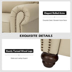 Balvino 81 Wide Transitional Genuine Leather Rolled Arm Sofa with Nailhead Trim and Removable Cushions