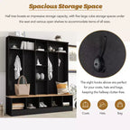 CLIHOME Wide Design Hall Tree with Storage Bench, Minimalist Shoe Cabinet with Cube Storage & Shelves