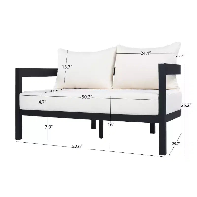 Christopher Knight Home Althea 5 Piece Modern Outdoor Curved Aluminum Conversation Set with Glass Coffee Table