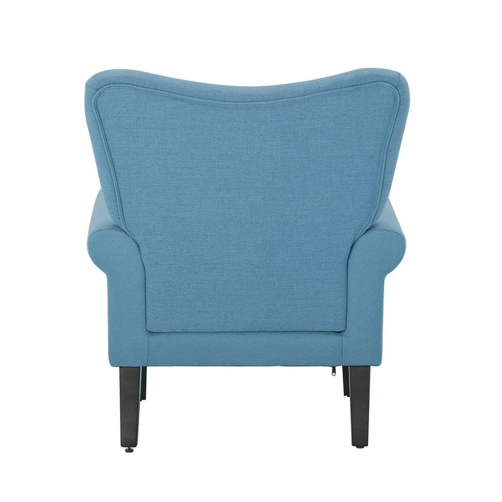 Erommy Modern Accent Chair, High Back Armchair, Upholstered Fabric Button Single Sofa with Wooden Legs for Living Room