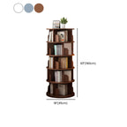 Brown Cylindrical Wooden Rotating Open-Back Bookcase
