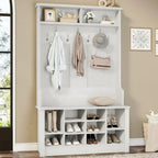 Hall Tree Storage Bench 3-in-1 Entryway Bench Coat Rack