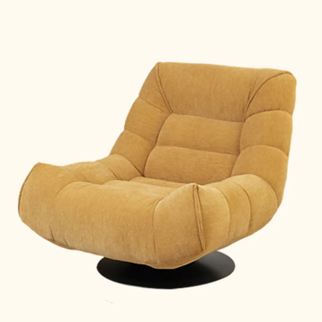 Yellow Trufted Chenille Fabric Swivel Accent Chair