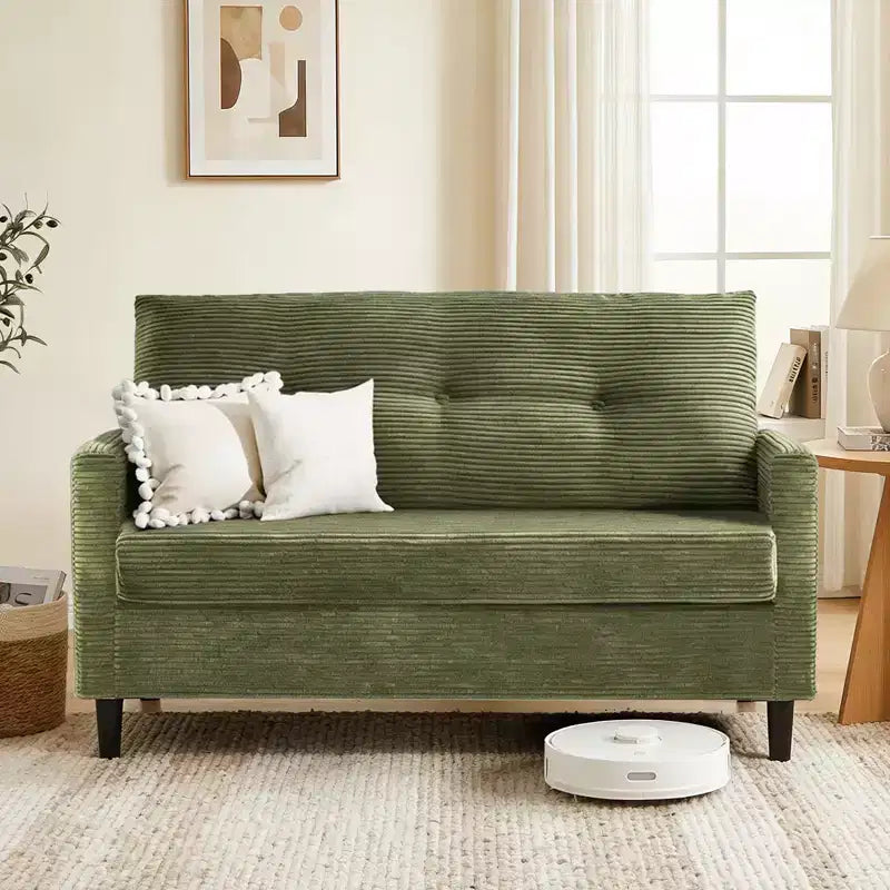 Dyonery 50 Loveseat Sofa, 2-Seater Love Seat for Office & Small Spaces, 24 Deep Seat, FSC Solid Wood Frame, Tool-Free Assembly